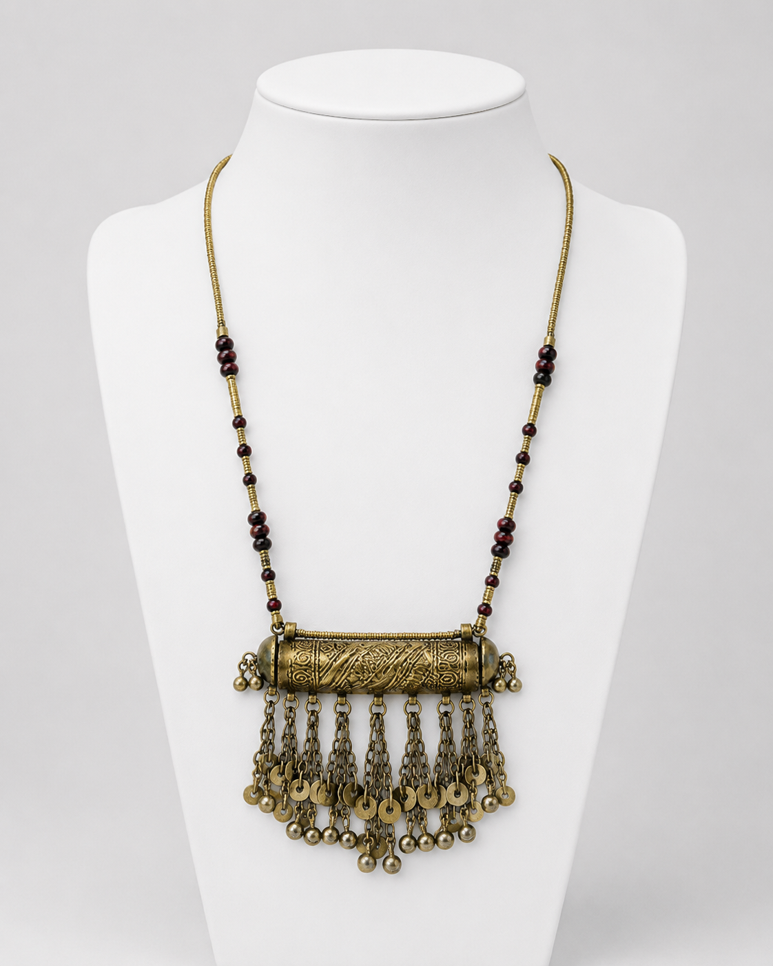 Antique Gold Cylinder Pendant Necklace