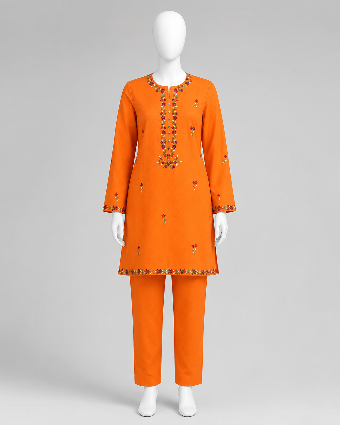 Orange Embroidered Kurta with Matching Salwar