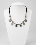 Boho Tribal Coin Necklace with Stone Accents