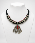 Antique Tribal Choker Necklace with Red Stone Pendant