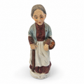 Vintage Elderly Lady Figurine with Basket & Cane